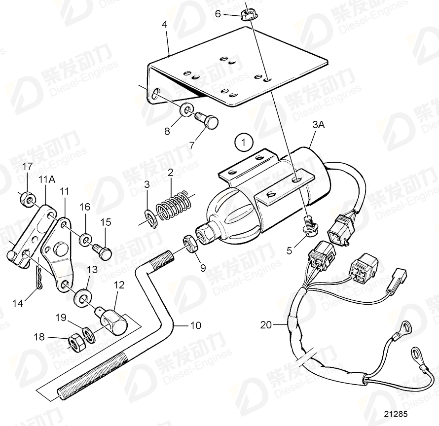 volvo penta Intermediate lever 3825586 Drawing volvo penta Intermediate lever 3825586 Drawing